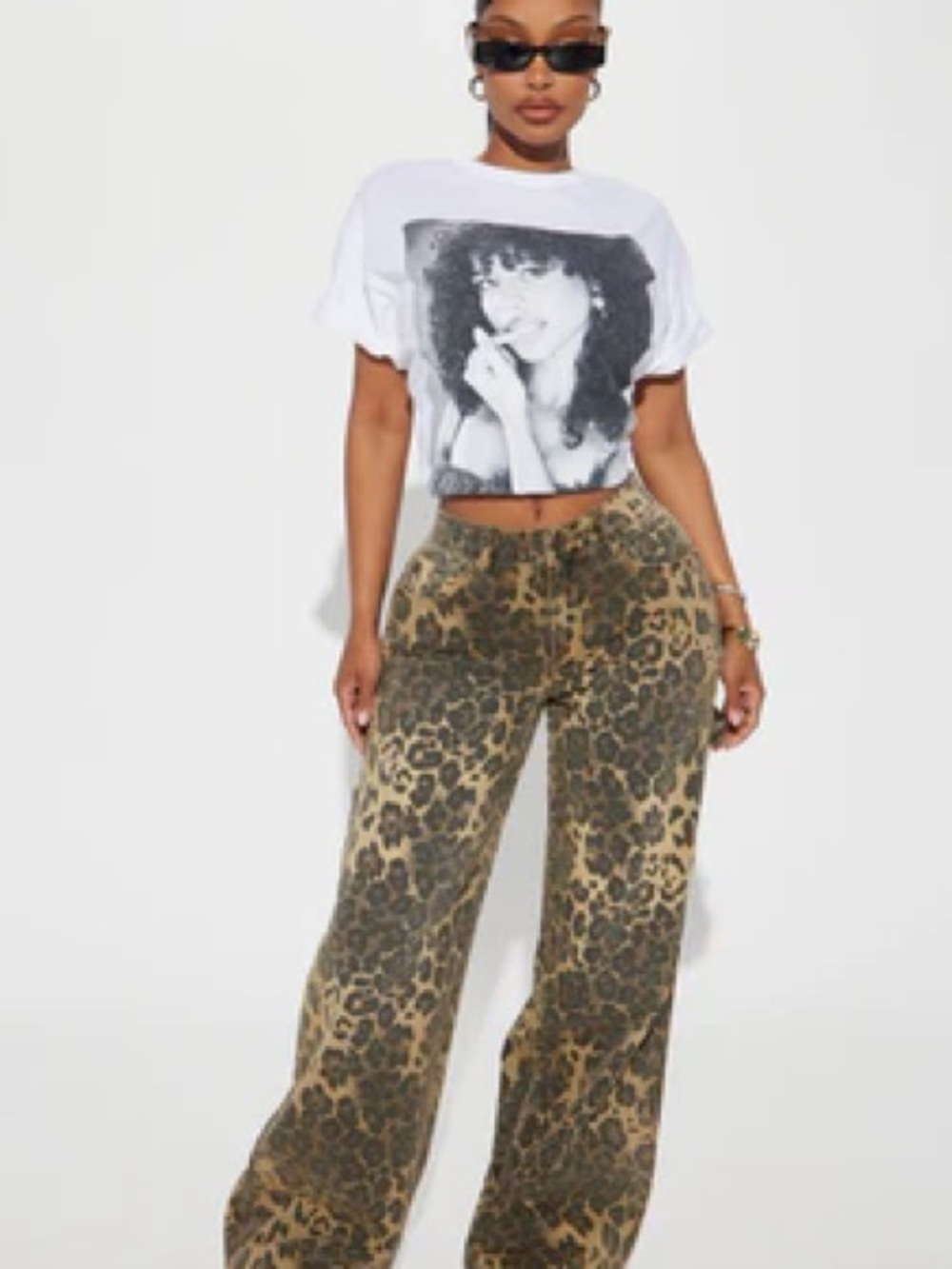 Fashion Nova Leopard Print Straight Leg Jeans - Brown/Black